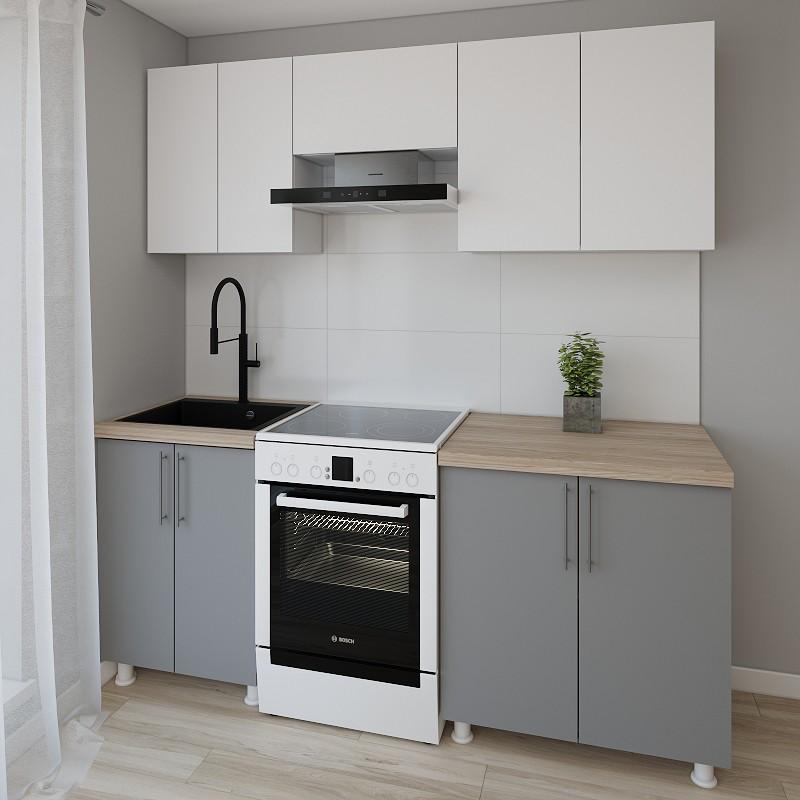 Set mobila bucatarie Smartex K1 200 cm Alb / Grafit