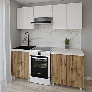 Set mobila bucatarie Smartex K1 200 cm Alb / Stejar Închis