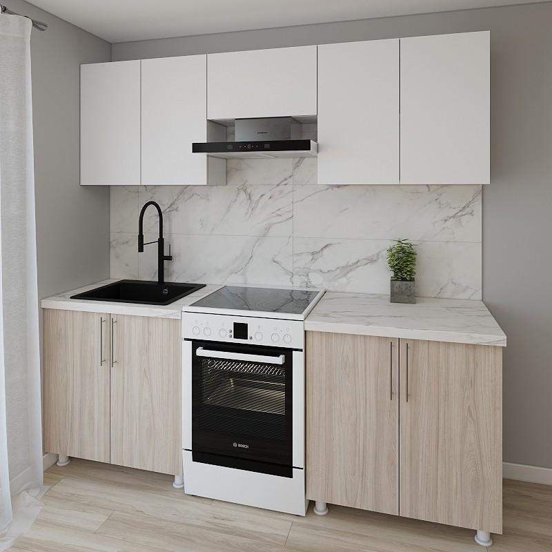 Set mobila bucatarie Smartex K1 220 cm Alb / Stejar Deschis