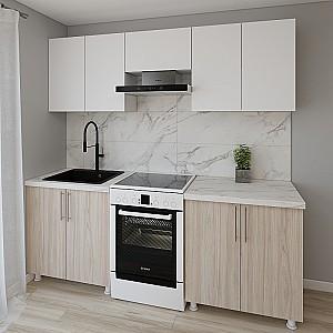 Set mobila bucatarie Smartex K1 220 cm Alb / Stejar Deschis