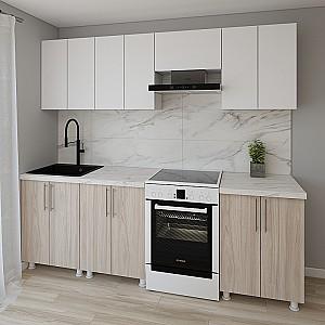 Set mobila bucatarie Smartex K1 240 cm Alb / Stejar Deschis