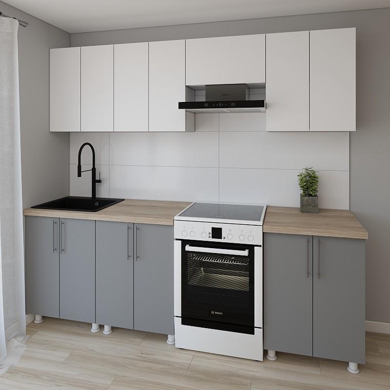 Set mobila bucatarie Smartex K1 240 cm Alb / Grafit