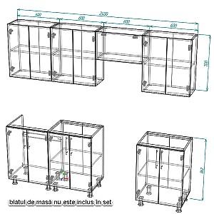 Set mobila bucatarie Smartex K1 240 cm Alb / Stejar Închis