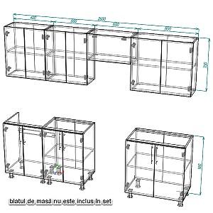 Set mobila bucatarie Smartex K1 260 cm Alb / Stejar Închis