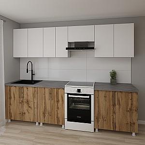 Set mobila bucatarie Smartex K1 280 cm Alb / Stejar Închis