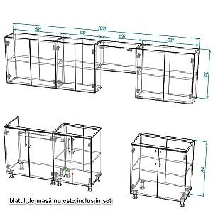 Set mobila bucatarie Smartex K1 280 cm Stejar Deschis