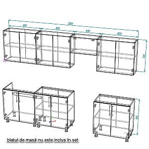 Set mobila bucatarie Smartex K1 300 cm Alb / Grafit