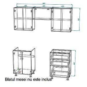 Set mobila bucatarie Smartex K2 180 cm Alb