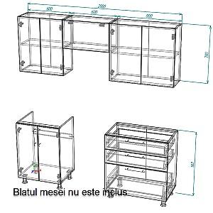 Set mobila bucatarie Smartex K2 200 cm Alb