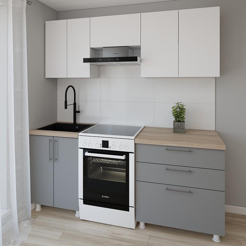 Set mobila bucatarie Smartex K2 200 cm Alb / Grafit