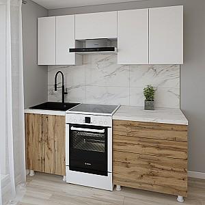 Set mobila bucatarie Smartex K2 200 cm Alb / Stejar Închis