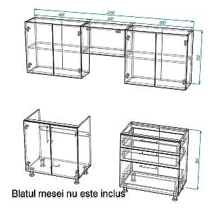 Set mobila bucatarie Smartex K2 220 cm Alb / Grafit