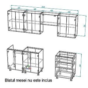 Set mobila bucatarie Smartex K2 240 cm Alb / Stejar Închis