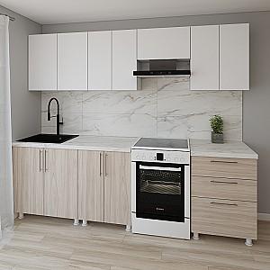 Set mobila bucatarie Smartex K2 260 cm Alb / Stejar Deschis