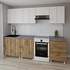 Set mobila bucatarie Smartex K2 260 cm Alb / Stejar Închis