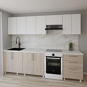 Set mobila bucatarie Smartex K2 280 cm Alb / Stejar Deschis