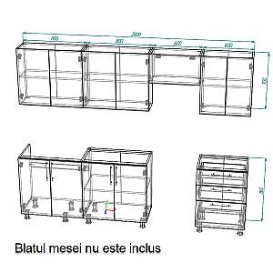 Set mobila bucatarie Smartex K2 280 cm Alb / Stejar Deschis