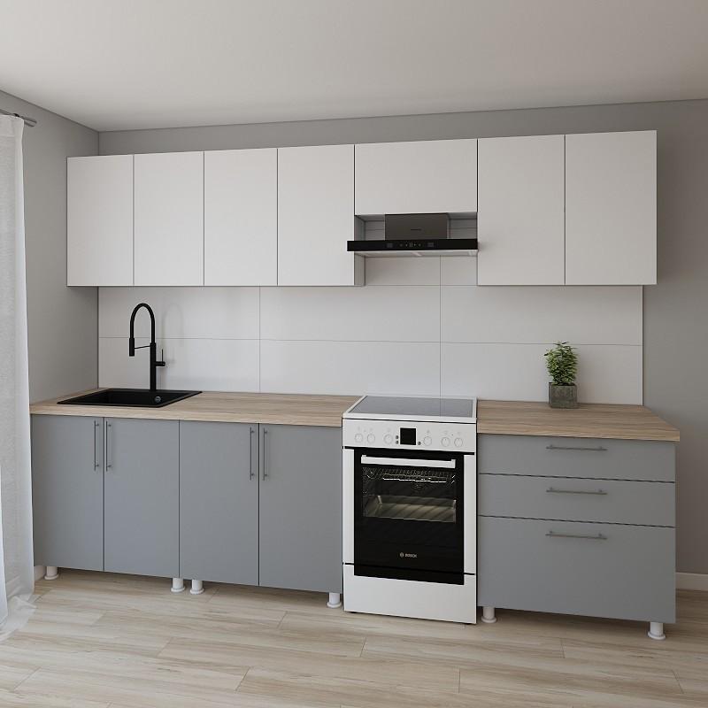 Set mobila bucatarie Smartex K2 300 cm Alb / Grafit