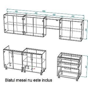 Set mobila bucatarie Smartex K2 300 cm Alb / Grafit