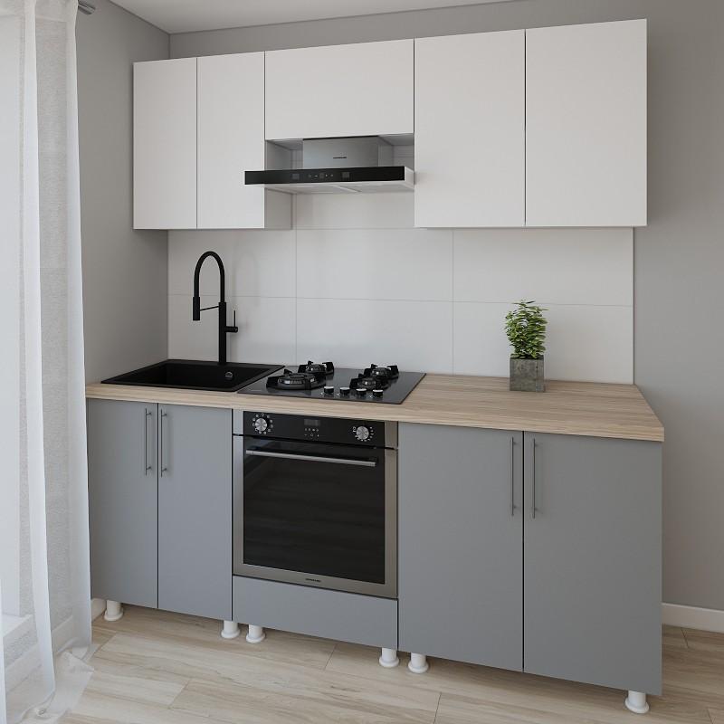 Set mobila bucatarie Smartex K3 200 cm Alb / Grafit