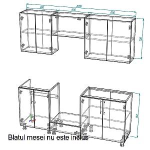 Set mobila bucatarie Smartex K3 200 cm Alb / Grafit