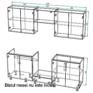Set mobila bucatarie Smartex K3 220 cm Stejar Deschis