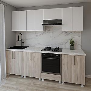 Set mobila bucatarie Smartex K3 240 cm Alb / Stejar Deschis