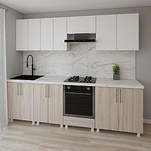 Set mobila bucatarie Smartex K3 260 cm Alb / Stejar Deschis