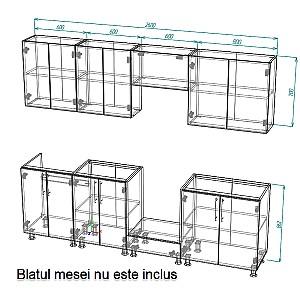 Set mobila bucatarie Smartex K3 260 cm Alb / Stejar Deschis