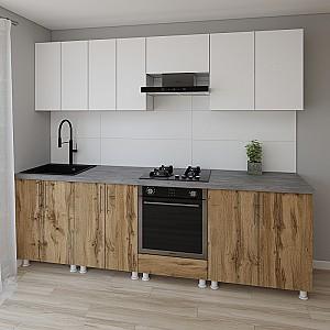 Set mobila bucatarie Smartex K3 260 cm Alb / Stejar Închis