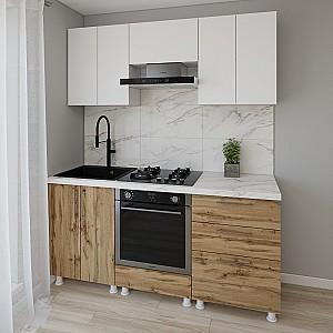 Set mobila bucatarie Smartex K4 180 cm Alb / Stejar Închis