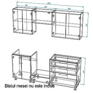 Set mobila bucatarie Smartex K4 200 cm Alb