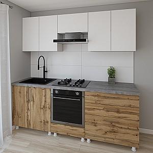 Set mobila bucatarie Smartex K4 220 cm Alb / Stejar Închis