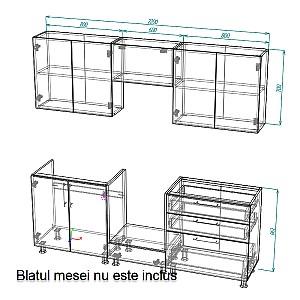 Set mobila bucatarie Smartex K4 220 cm Alb / Stejar Închis
