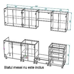 Set mobila bucatarie Smartex K4 260 cm Alb / Stejar Deschis