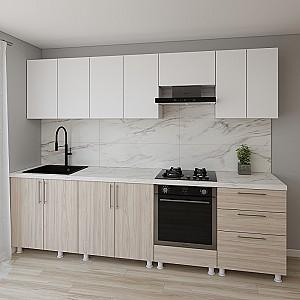 Set mobila bucatarie Smartex K4 280 cm Alb / Stejar Deschis