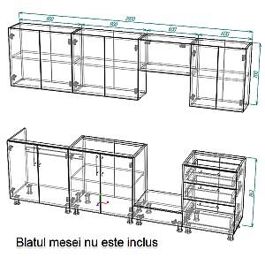Set mobila bucatarie Smartex K4 280 cm Alb / Stejar Deschis