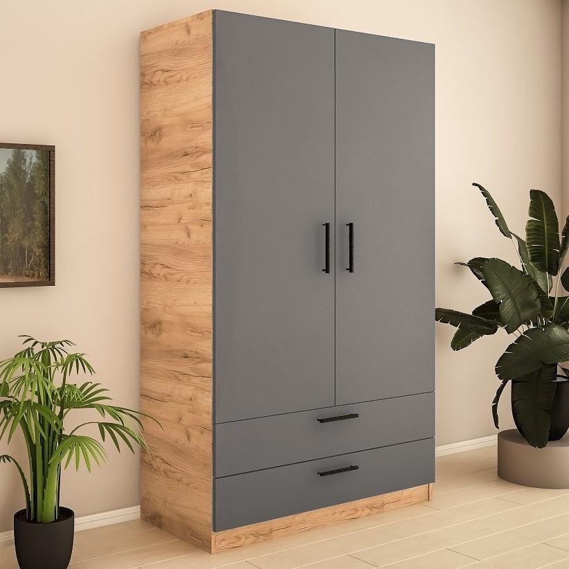 Dulap PS SZ-120 (2 sert.) Stejar Auriu / Grafit Gri