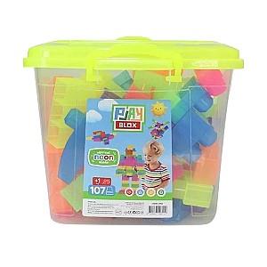 Constructor Play Toys Galeata cu blocuri neon Play Blox 107 piese (3110)