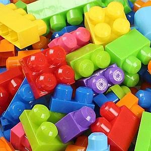 Constructor Play Toys Galeata cu blocuri stralucitoare Play Blox 133 piese