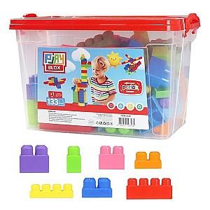 Constructor Play Toys Galeata cu blocuri stralucitoare Play Blox 133 piese