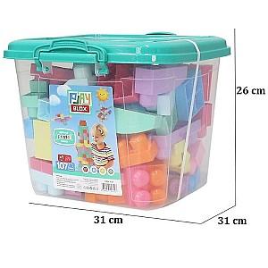Constructor Play Toys Galeata cu blocuri pastel Play Blox 107 piese