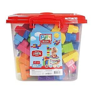 Constructor Play Toys Galeata cu blocuri stralucitoare Play Blox 107 piese
