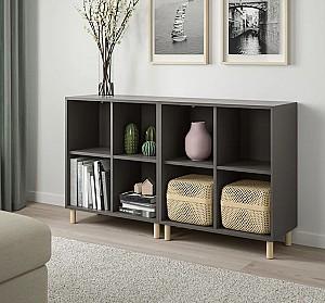 Etajera IKEA Eket cu picioare/lemn 140x35x80 Gri Inchis