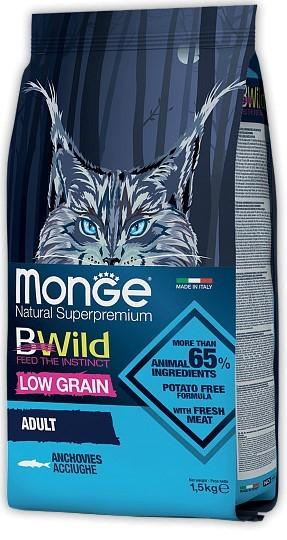 Hrana uscata pentru pisici Monge DRY CAT BWILD ADULT Anchovies 1.5 kg