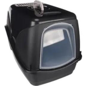 Litiera acoperita pentru pisici Flamingo Toaletă ecologică pentru pisici GABBY Black 37,5 x 54 x 38 cm