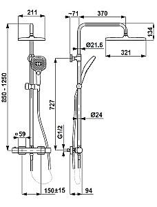 Set de duș Armatura Malaga Termostatic Crom