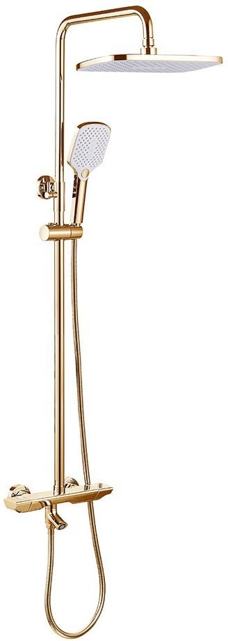 Set de duș Mat|eco Preston Termostatic Rotativ (Cu Pipa) Aur