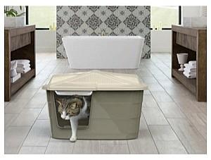 Litiera acoperita pentru pisici Georplast Litieră acoperită/căsuță din plastic Villa 57.5 × 38.5 x 37cm