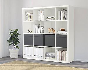 Etajera IKEA Kallax cu 4 organizatoare 147x147 Alb/Negru